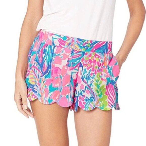 Lilly Pulitzer Gumbo Limbo Dahlia Pink Scalloped Beach Summer Shorts 4061 - Picture 1 of 6